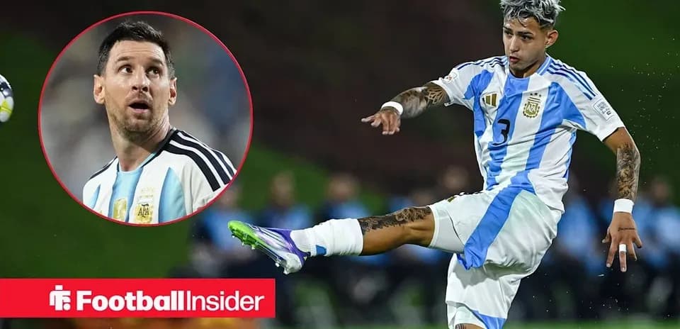 Player kicking ball during Argentina match with Messi