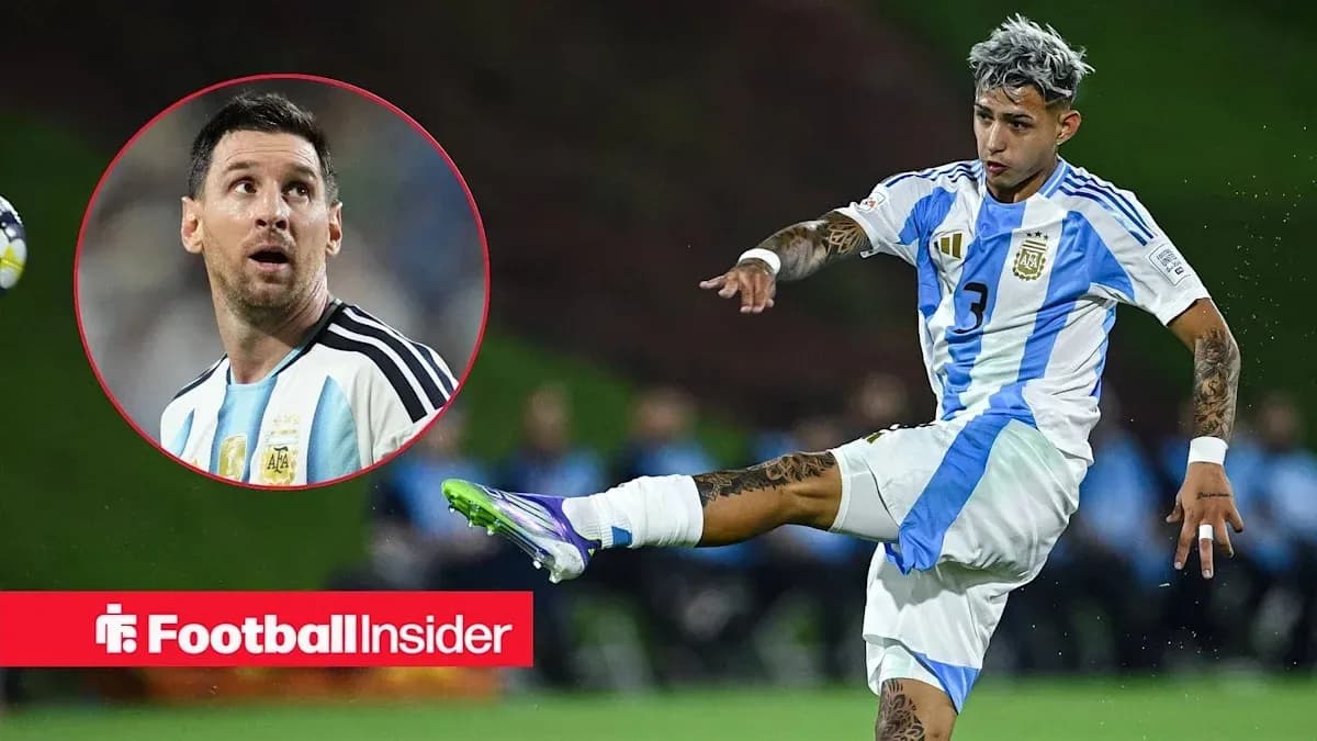 Player kicking ball during Argentina match with Messi