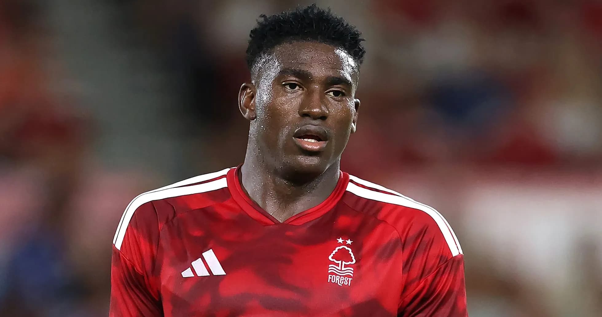Player in Nottingham Forest jersey during match