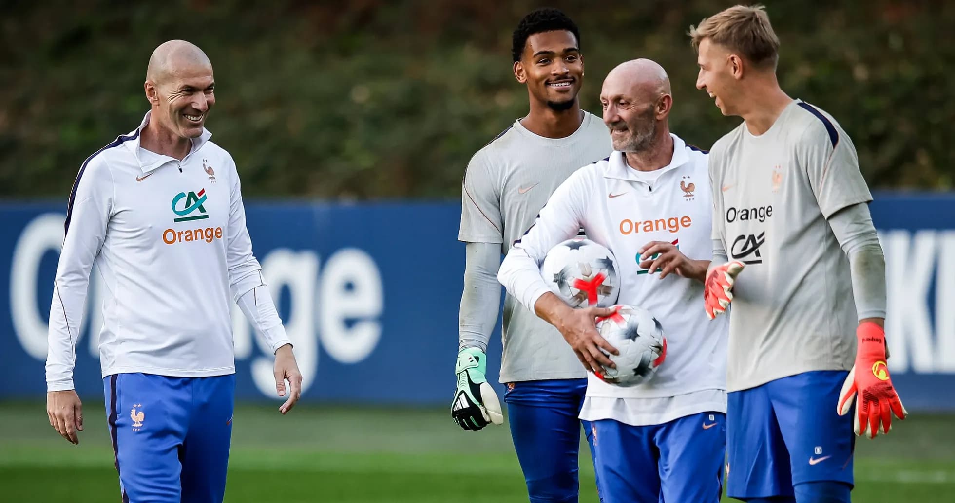 France team members during training session on pitch