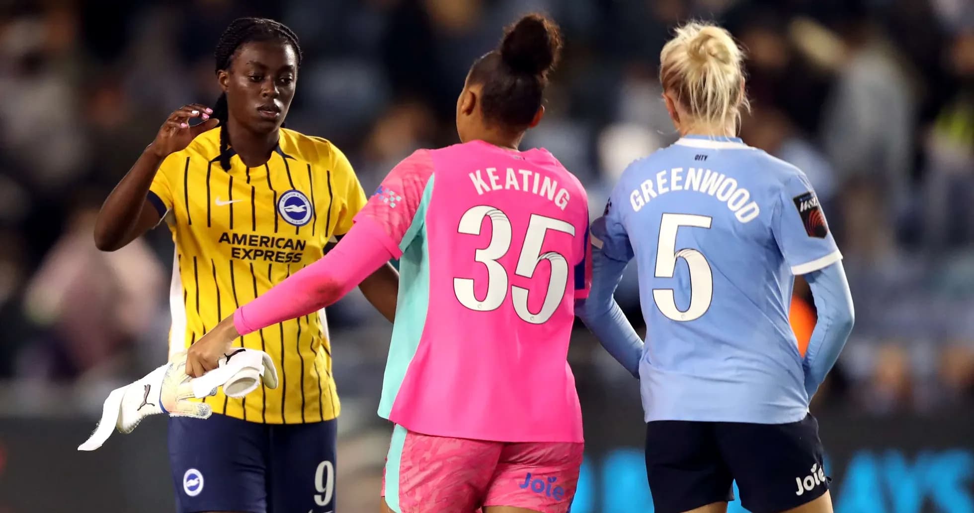 Players from Brighton and Manchester City during match