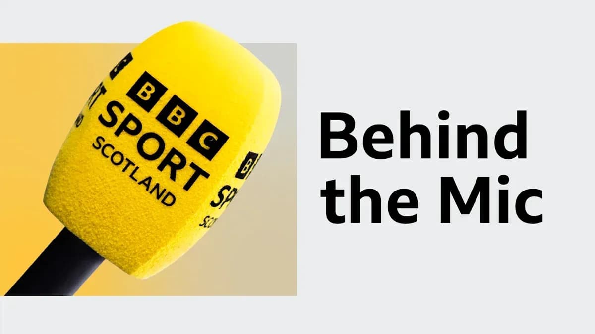 BBC Sport Scotland microphone on yellow background