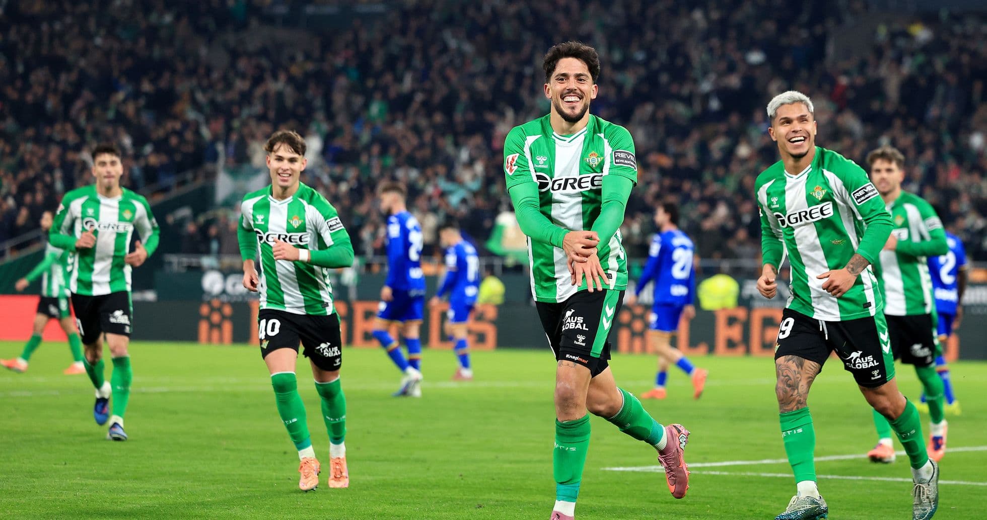 Real Betis players celebrating a goal during match