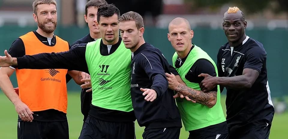 Liverpool players during training session in kits