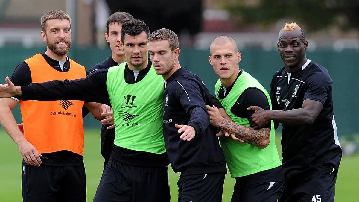 Liverpool players during training session in kits