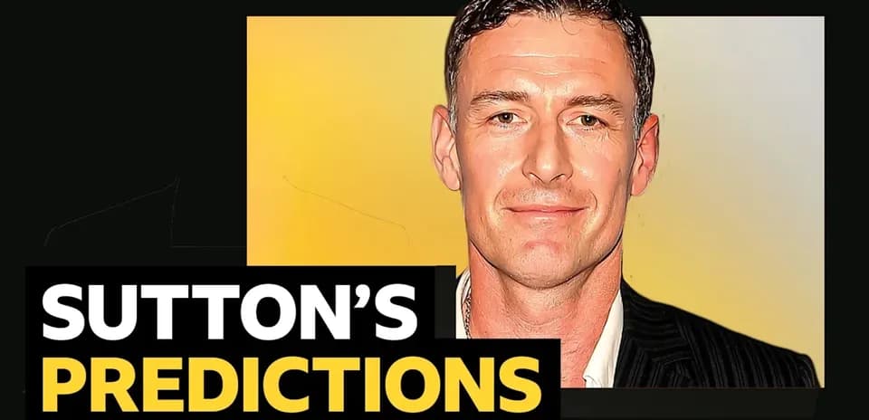 Sutton's predictions graphic with a smiling man