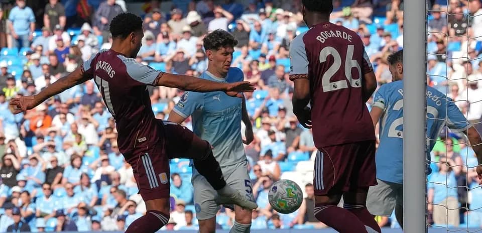 Watkins attempts to score against Manchester City