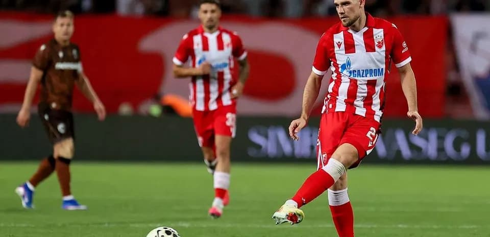 FK Crvena Zvezda player preparing to kick ball