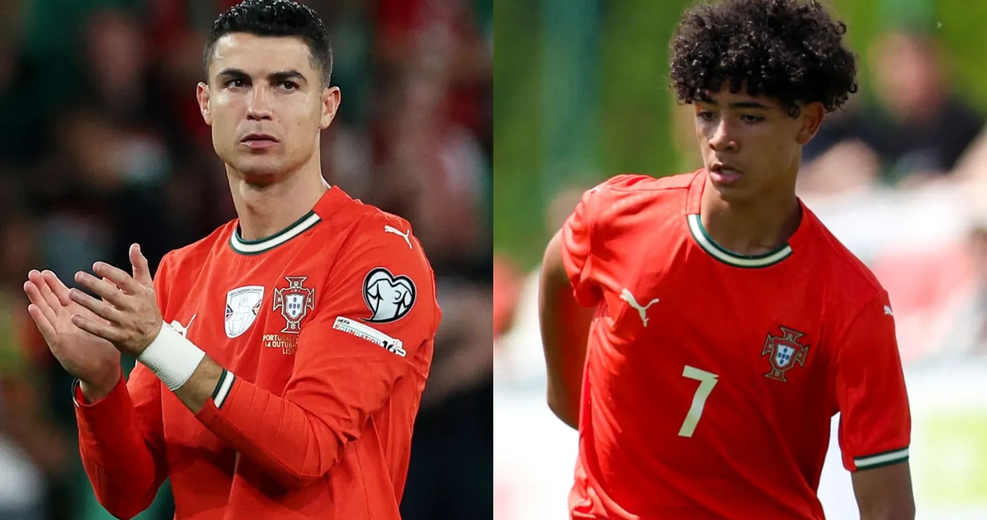 Two Portuguese players in red kits during matches