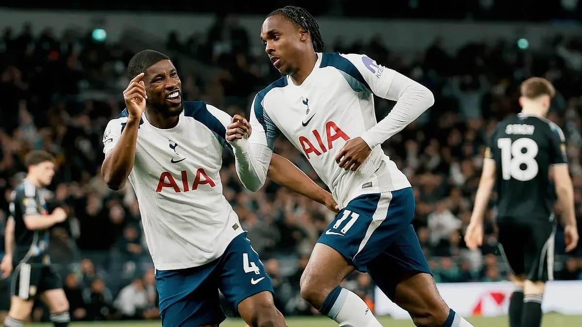 Tottenham players celebrating a goal during match