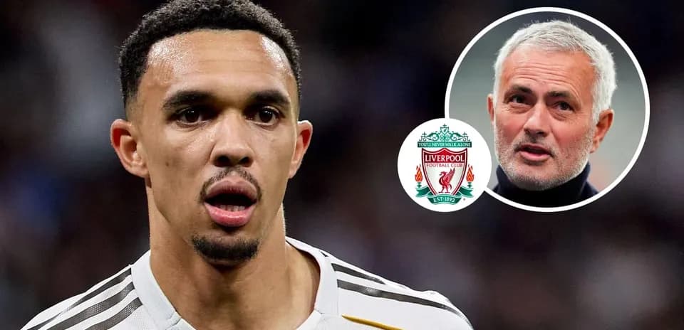Trent Alexander-Arnold during a match with Liverpool logo