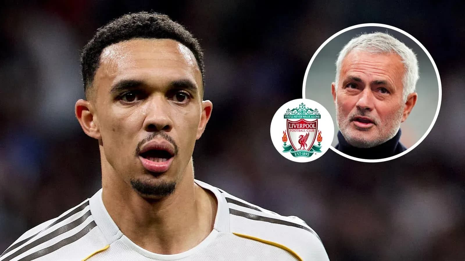 Trent Alexander-Arnold during a match with Liverpool logo