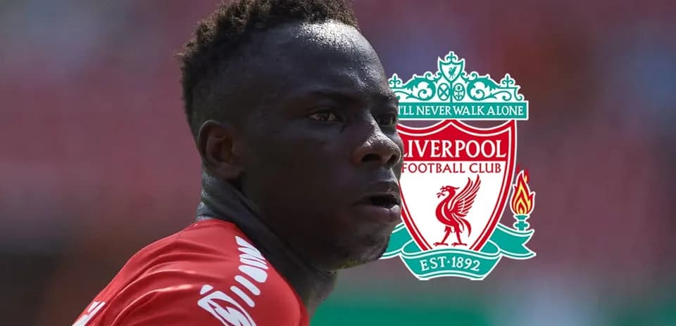 Player in red kit with Liverpool FC logo overlay