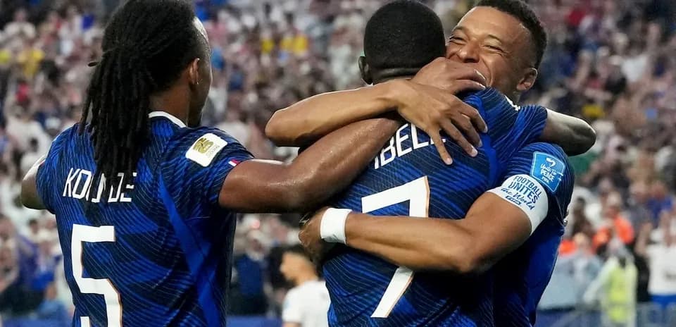 Players celebrating during France vs Sweden match