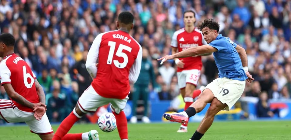 Player kicking ball during match against Arsenal