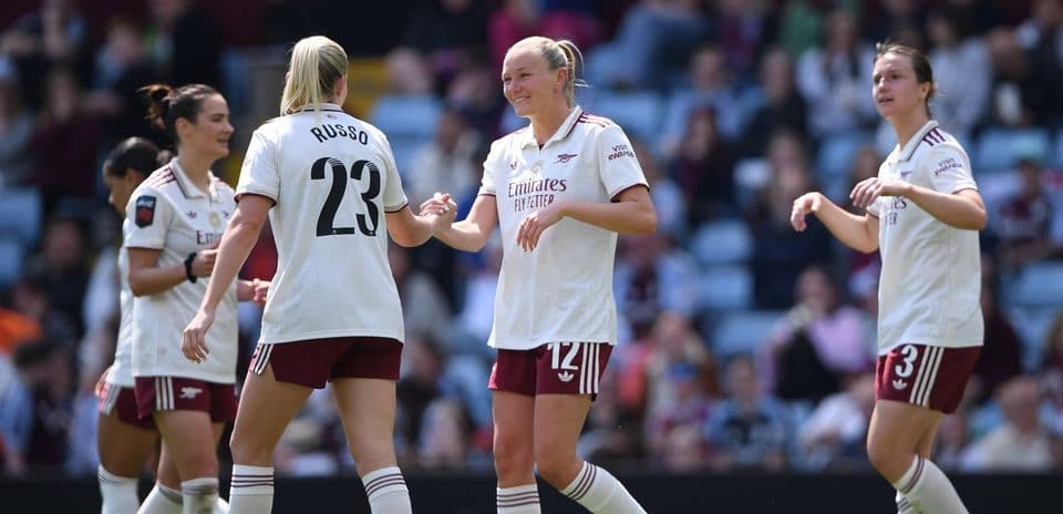 Arsenal women celebrating during a match