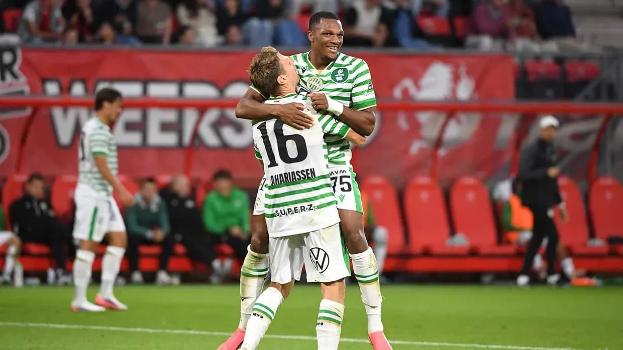 Celebration of Ferencvarosi TC players after a goal