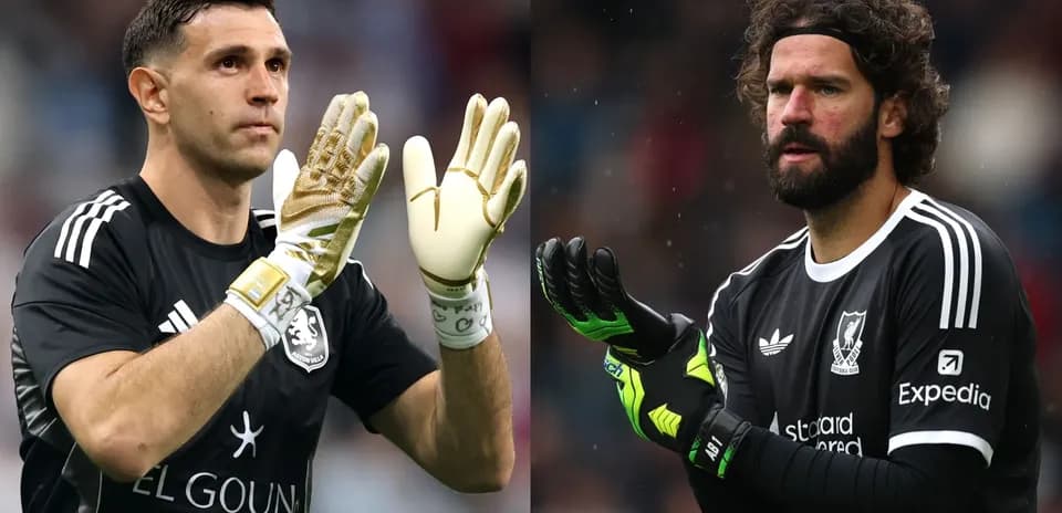 Two goalkeepers preparing for match, wearing gloves