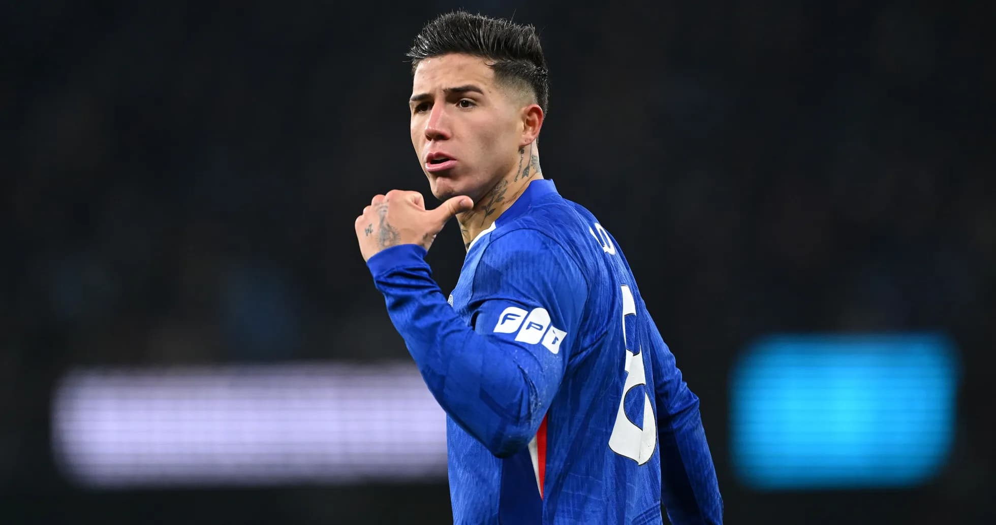 Player gesturing during a football match