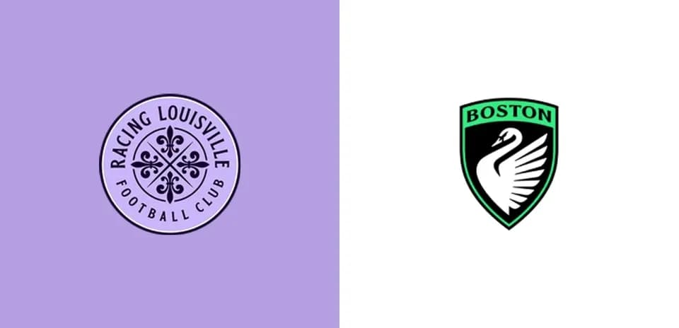 Logos of Racing Louisville and Boston teams