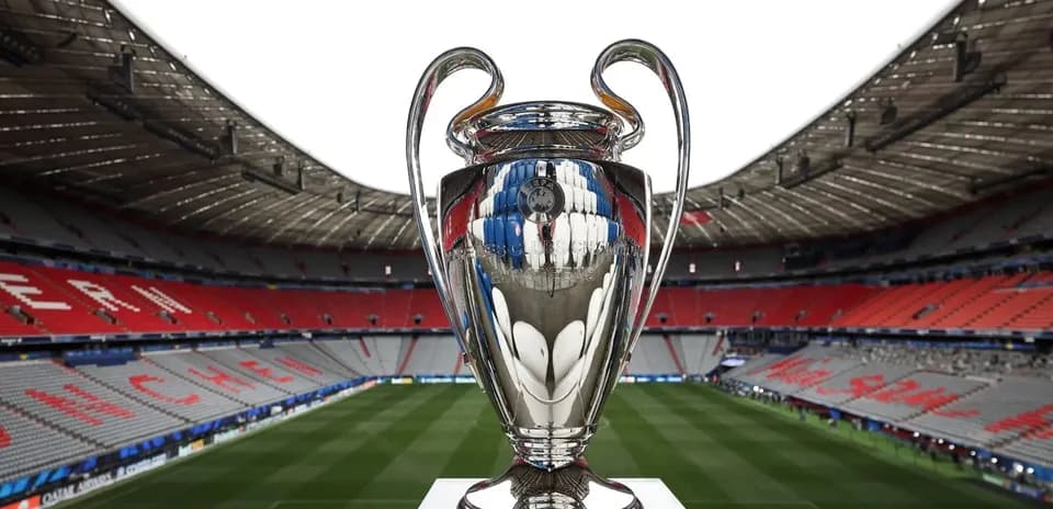 UEFA Champions League trophy in stadium setting