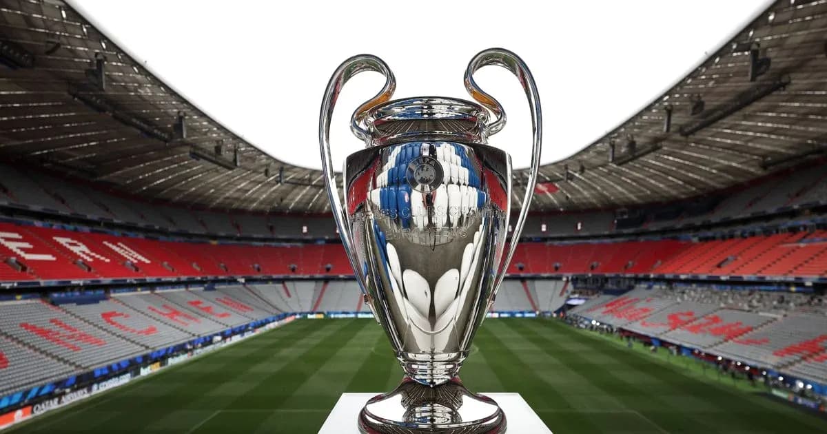 UEFA Champions League trophy in stadium setting