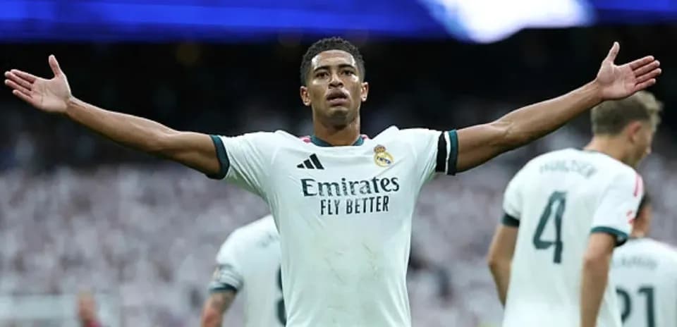 Real Madrid player celebrating during match