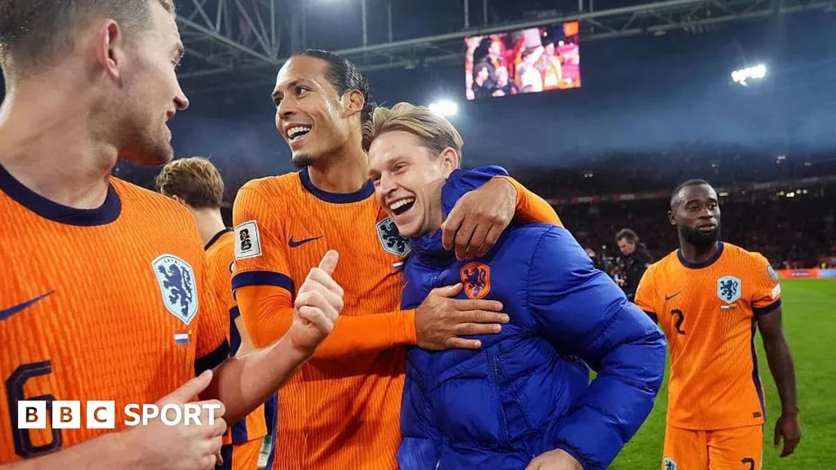 Dutch players celebrating after a match victory