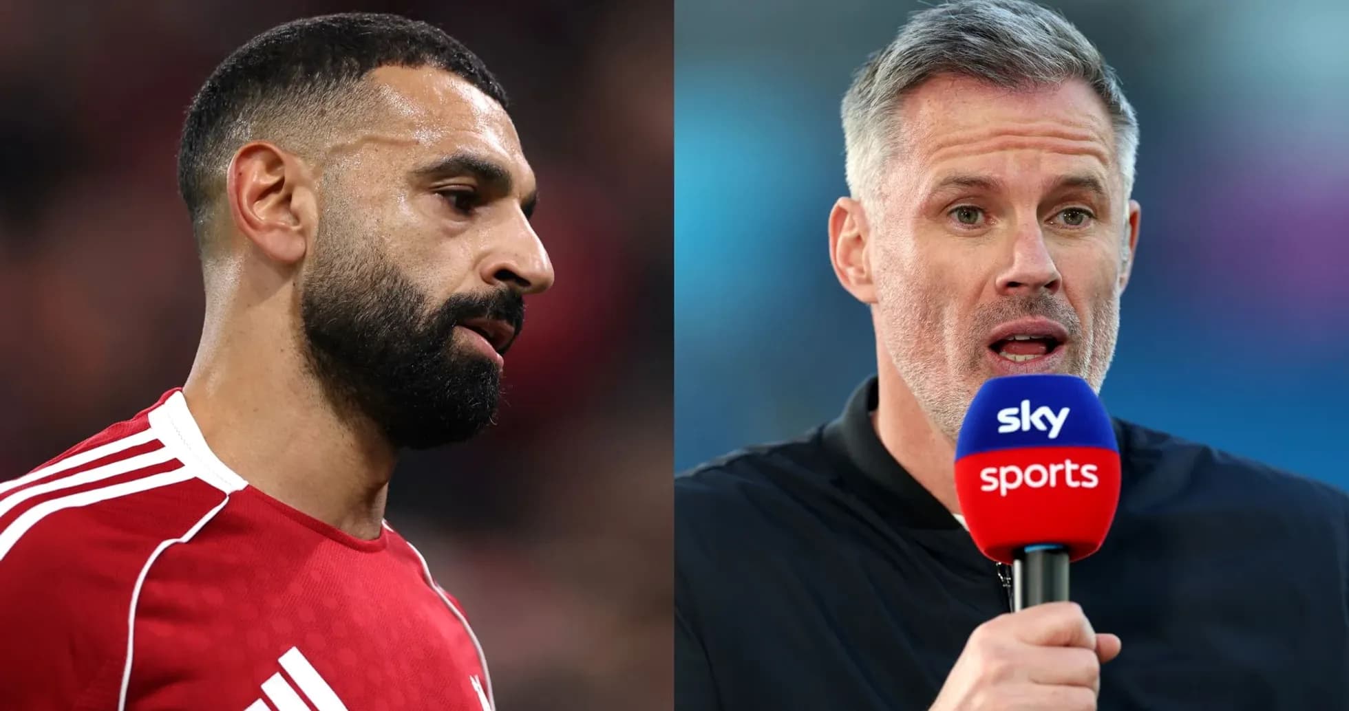 Mohamed Salah and Jamie Carragher in split image