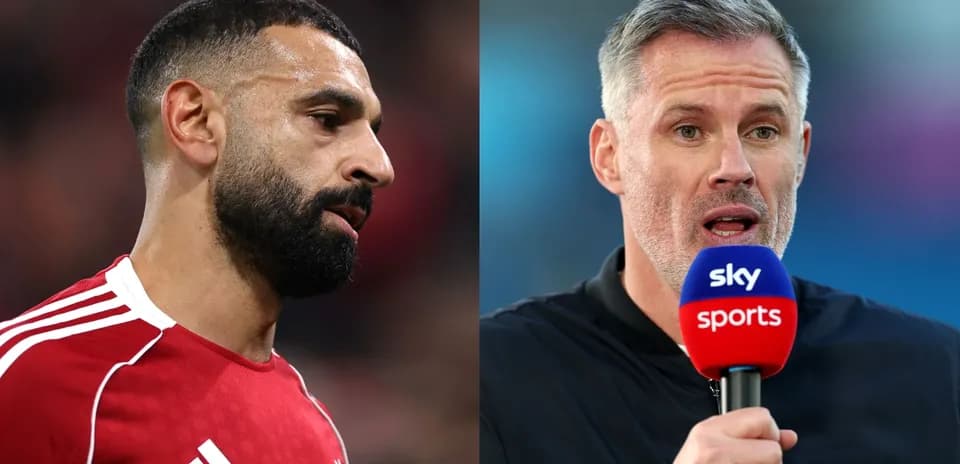 Mohamed Salah and Jamie Carragher in split image