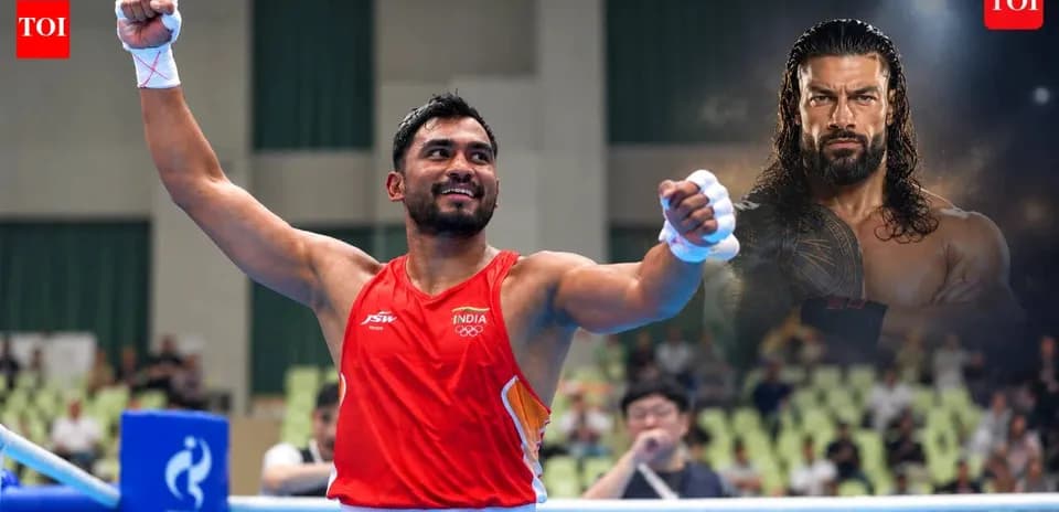 Boxer celebrating victory in the ring