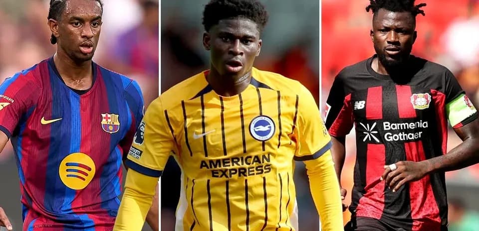 Three football players in club jerseys