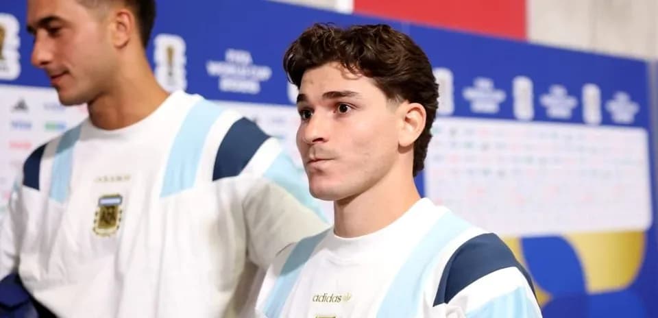 Two players in Argentina kits before match