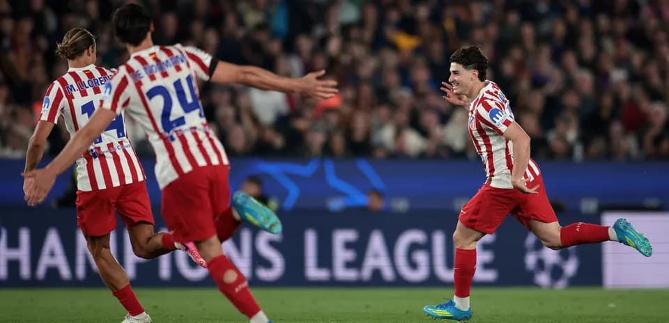 Atletico Madrid players celebrating a goal