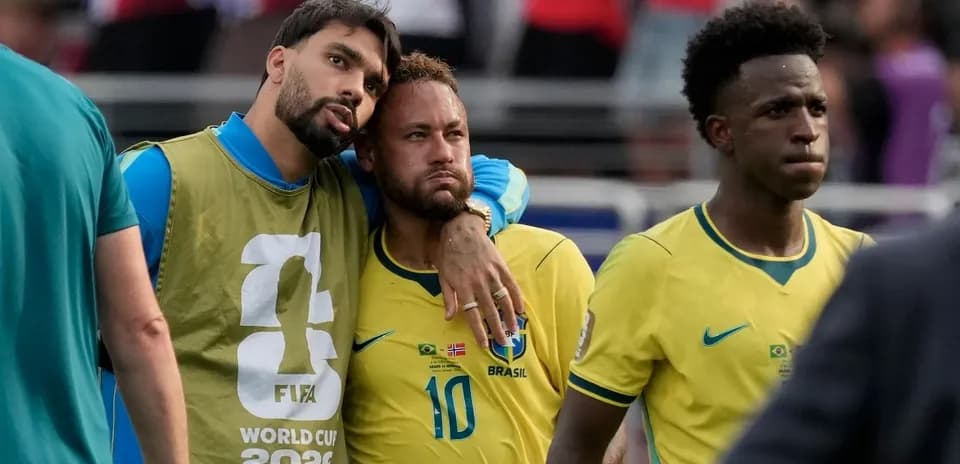 Brazilian players reacting after a match