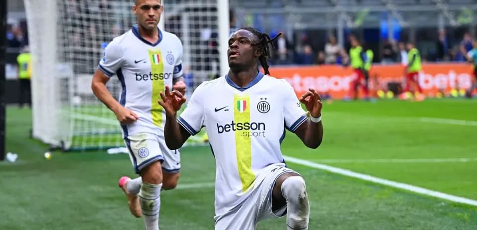 Inter player celebrating after scoring a goal