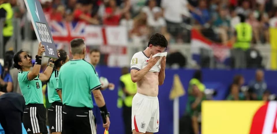 Player wiping face during match substitution process