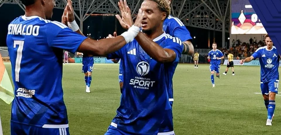 Levski Sofia players celebrating a goal
