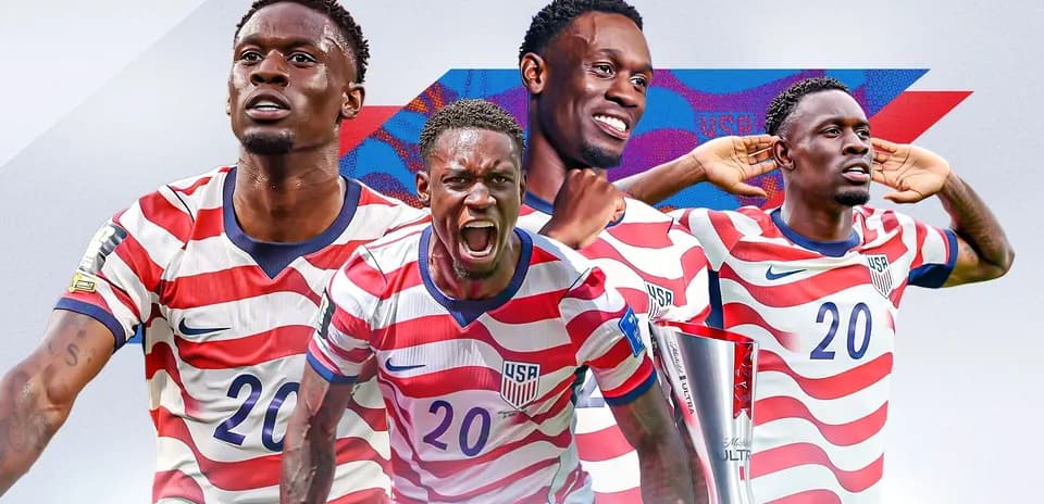 Player celebrating in USA national team jersey