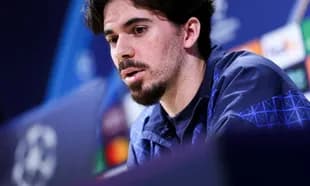Player speaking at UEFA Champions League press conference