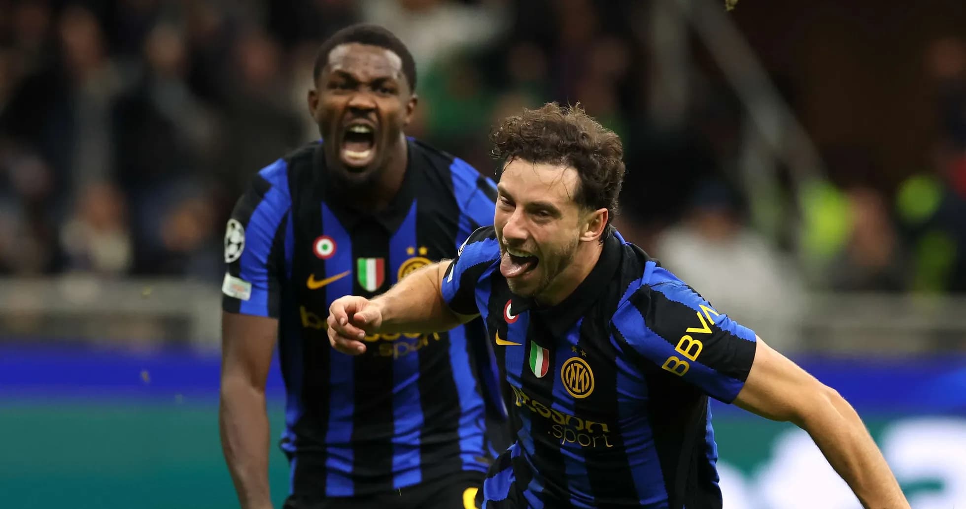 Inter players celebrating a goal during match
