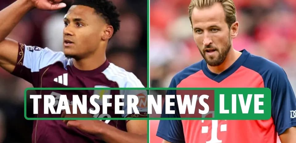 Two football players with transfer news overlay
