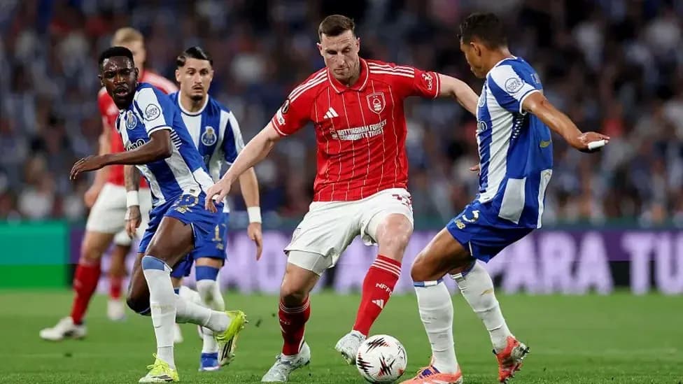 Players competing for the ball during a match