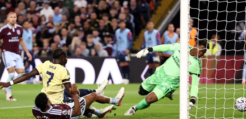 Player falling during Aston Villa vs Arsenal match