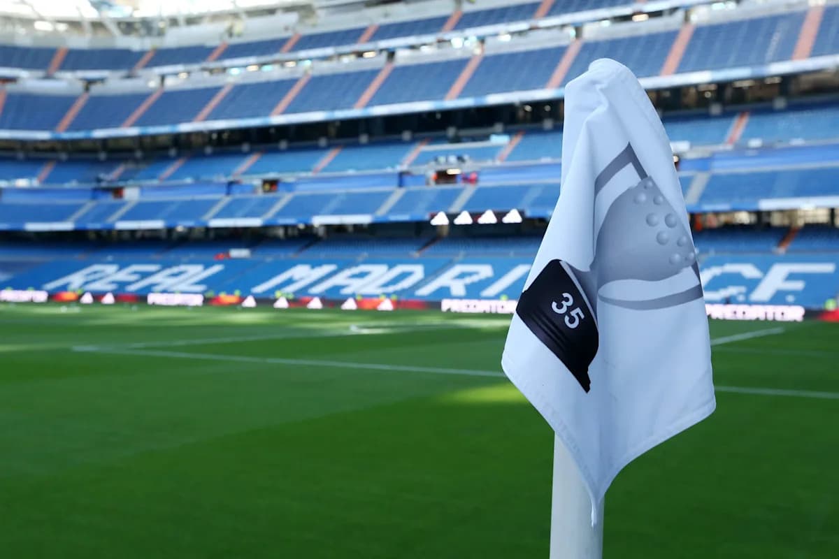 Corner flag with number 35 at stadium