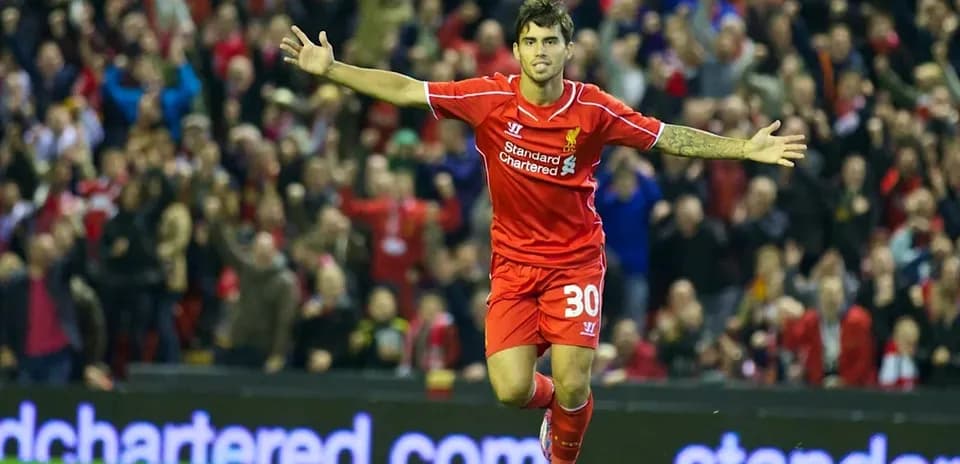 Liverpool player celebrating after scoring a goal