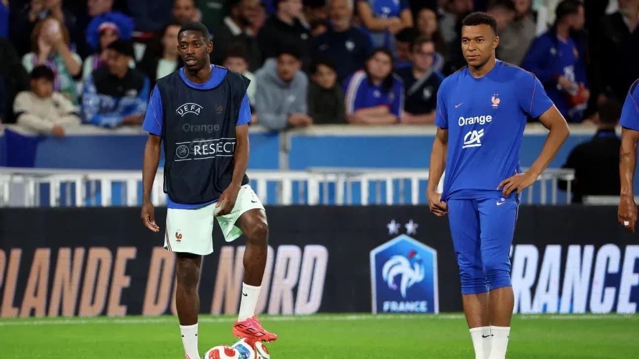 France players warming up before match