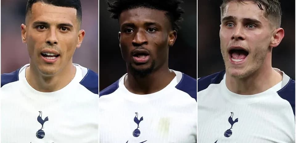 Three Tottenham Hotspur players in team jerseys