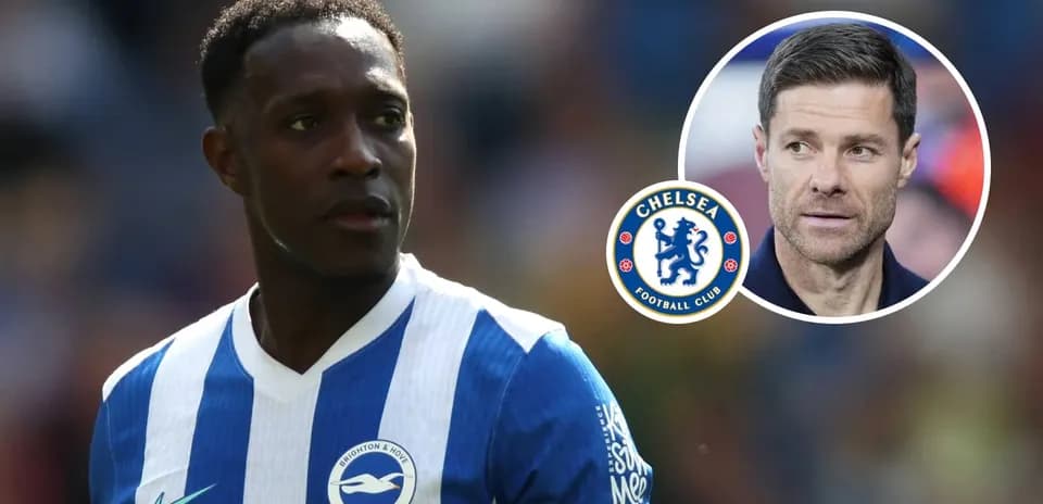 Brighton player with Chelsea logo and manager image