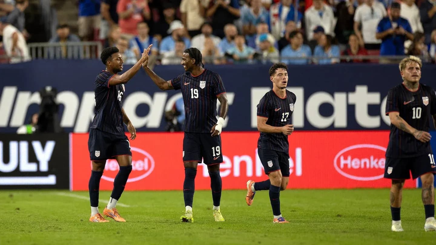 USA players celebrating during World Cup match